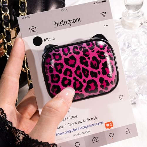 Image of for AirPods Pro 2 Case with Cleaning Kit, Cute Cat Ear Print Design & Cute Buckle for Girls, Phone Holder & Top Safe Lock Buckle Design for AirPods Pro 2nd /1st Gen case, Rose Leopard