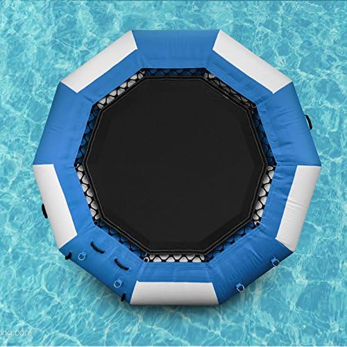 Popsport Inflatable Water Trampoline Series Splash Padded Water Bouncer Inflatable Bouncer Jump Water Trampoline Bounce Swim Platform for Water Sports (Blue, 10Ft)