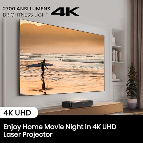 Hisense 100L5H Laser TV Ultra Short Throw Projector with 100" ALR High Gain Screen, 4K UHD, 2700 ANSI Lumens, Dolby Vision & Atmos, HDR10, Google TV, Netflix - Image 8