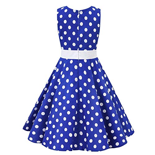 Girls Vintage Polka Dot Party Swing Dresses Kids 50's Retro Rockabilly Casual Wedding Birthday Summer Sleeveless Dress2