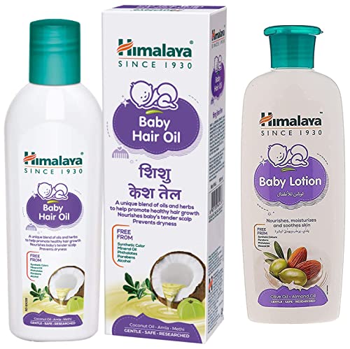 Himalaya Baby Hair Oil 200 Ml(1 Count) & Baby Lotion (200 Ml),White Blue