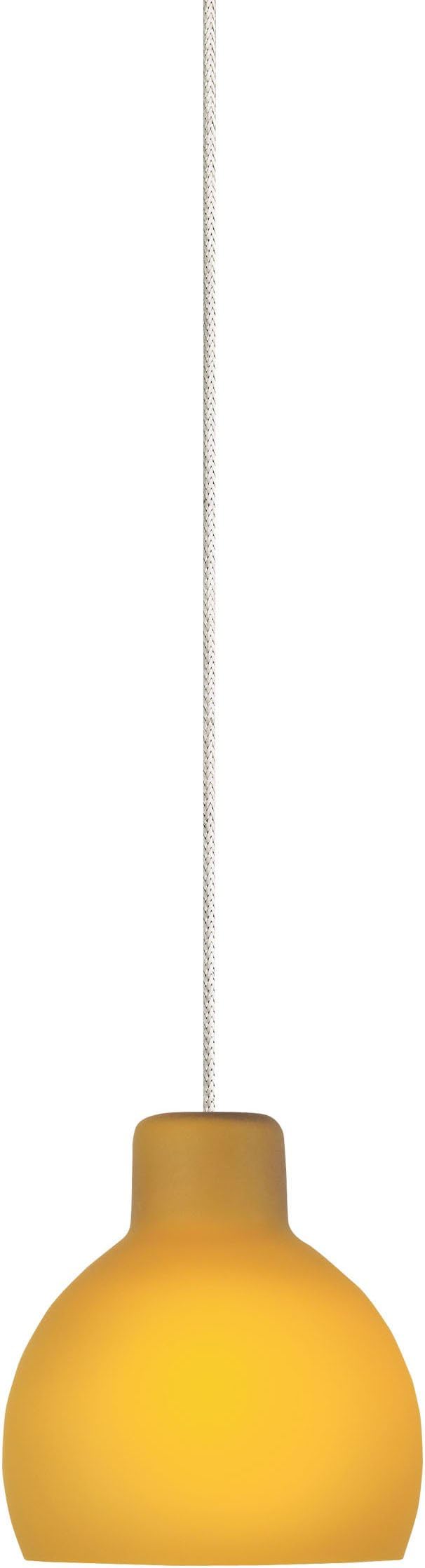 800RLCALAS Calypso Collection 1 Light 12-Volt Mini-Pendant for Monorail, Satin Nickel Finish with Amber Glass Shade