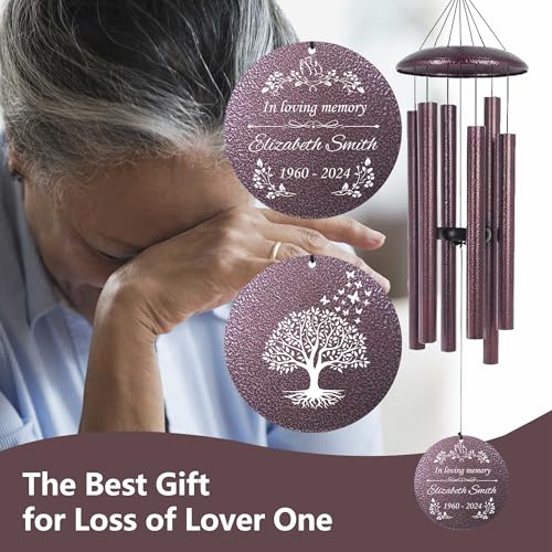 Image of ASTARIN Memorial Wind Chimes Personalized, Bereavement Condolence Gifts for Loss of Mother Husband Wife, Customized Wind Chimes for Outside Deep Tone(Produced in Texas)