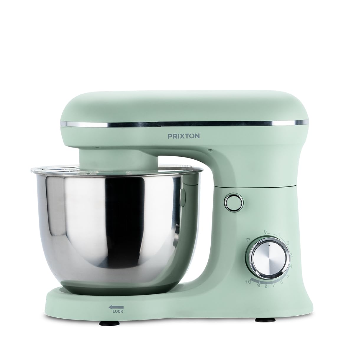 PRIXTON Batidora Amasadora KR250 para ReposterÃa, Potencia 1500W, 10 Velocidades, Bol Acero Inoxidable de 5 litros, 3 accesorios, Tapa Transparente, Color Verde Mint Mate