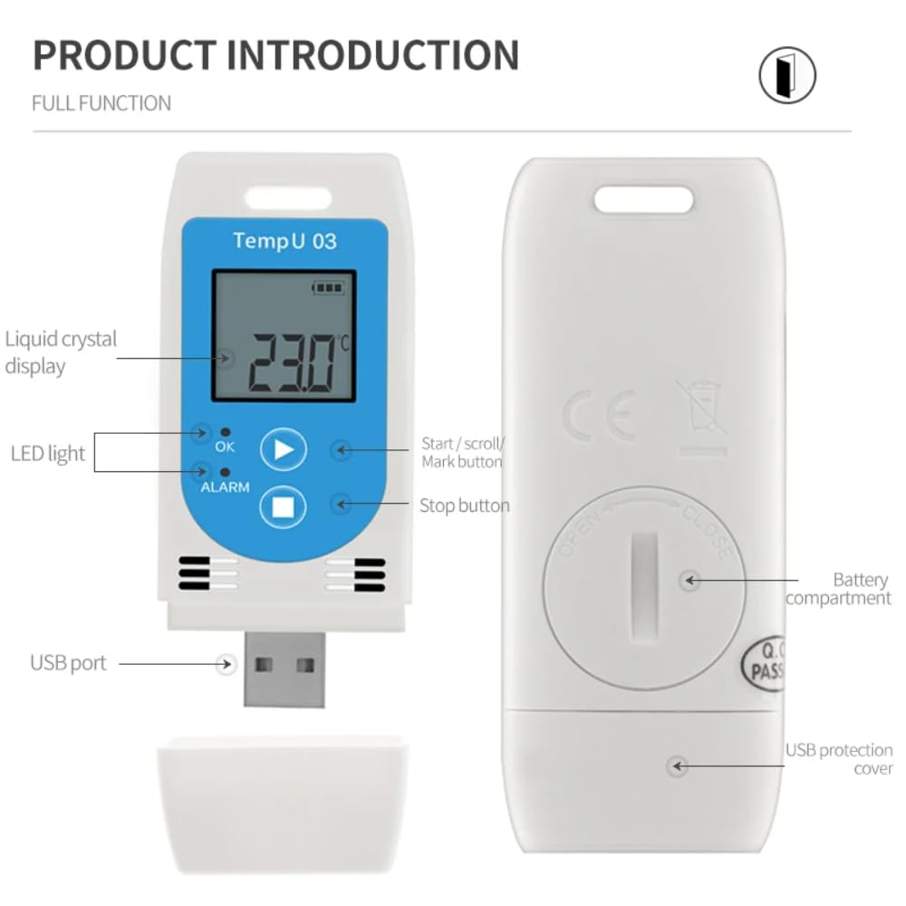 DollaTek USB avec écran Enregistreur de température et d'humidité Enregistreur de température et d'humidité Enregistreur PDF pour l'expédition par chaîne du froid sensible à la température