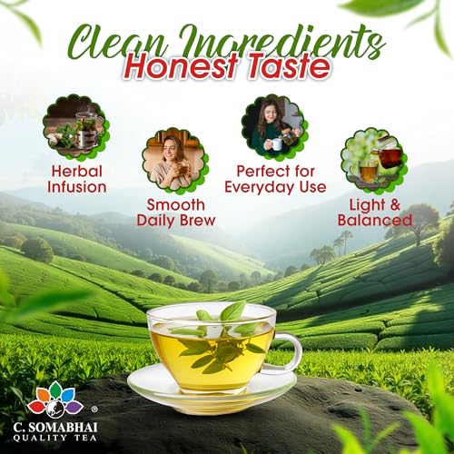 Image of C Somabhai Tulsi Ginger Green Tea 100g | Natural Herbal Green Tea | Antioxidant Rich | Refreshing & Soothing | Loose Leaf for Daily Wellness & Weight Management | Calming Detox Drink