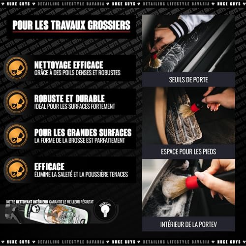 Nuke Guys Kit de nettoyage intérieur de voiture - Nettoyant intérieur 500 ml + gant de nettoyage + 3 pinceaux de nettoyage + tampon de nettoyage - Kit d'entretien intérieur de voiture – Image 5