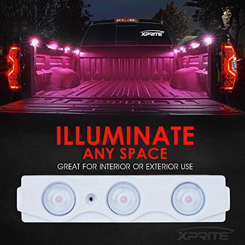 Image of Xprite Pink 8 PCS Truck Pickup Bed Light Kit, 24 Led Cargo Rock Lighting
