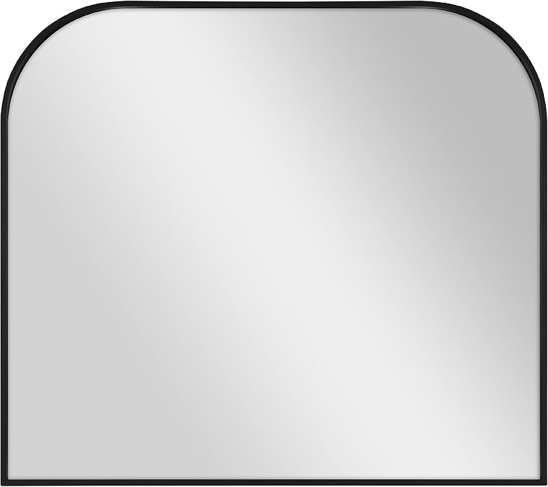 MCS Master & Co. Espejo de pared grande de metal moderno, espejo de arco minimalista para decoración del hogar para sala de estar, dormitorio o baño, 36 por 32 pulgadas, negro