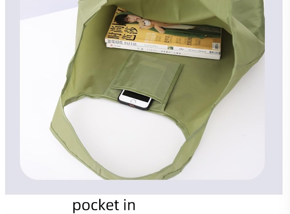 FoxCyllene Reusable Folding Shopping Bag, Oxford Cloth Bag, 53 x 38 x 10 cm (Green) - Image 2