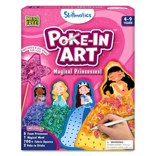 Skillmatics Poke-in Art - Magical Princesses, Mess-Free Fun for Kids, DIY Wood Craft Kits, Creative Activity, Gifts for Girls & Boys Ages 4, 5, 6, 7, 8, 9