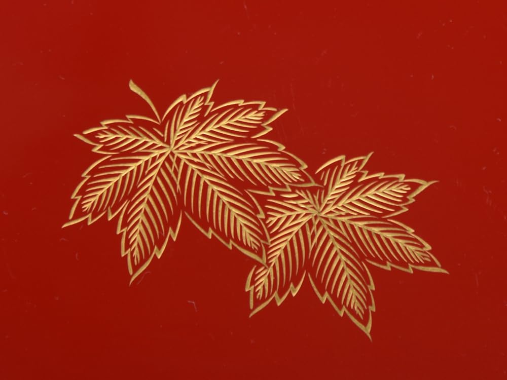 輪島塗本漆天然木お盆 牡丹唐草高級手彫り沈金布着本堅地