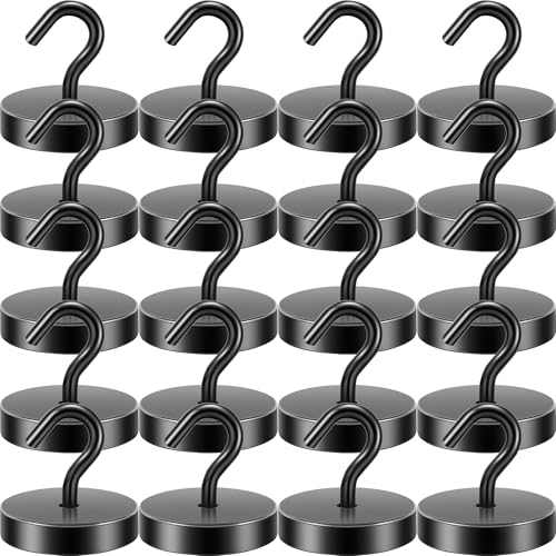 Neosmuk Magnetic Hooks, Cruise Ship Essentials, 100lb+ Heavy Duty Magnetic Hooks for Cruise Cabins, Refrigerator, Grill, Hanging, and Travel | Extra Strong Must-Haves Magnet Hook,Black,Pack of 20
