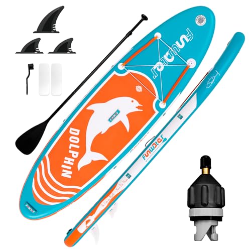 FunWater Aufblasbare Stand Up Paddle Boards Multifunktionale Paddle Boards Anti-Rutsch Eva Deck Mit Verstellbarem Paddel,Fins,Air Ventil Adapter Rutsch