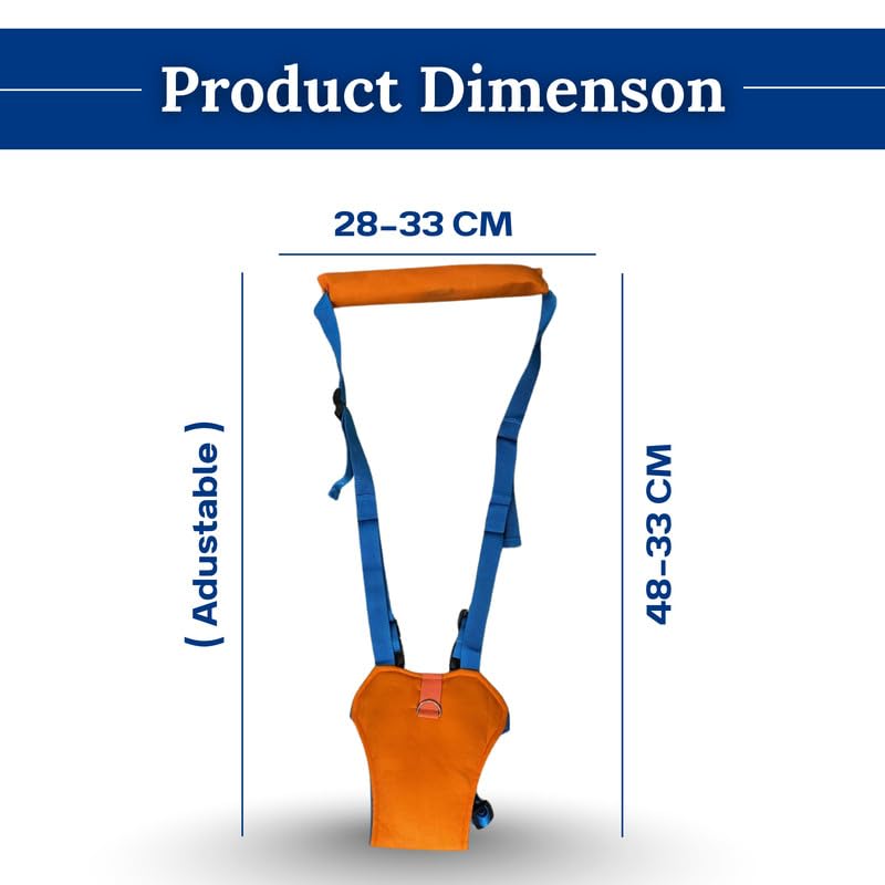 Image of Baby Walking Assistant Safety Harness | Adjustable Toddler Belt with Dual Foam Chest Support | Lightweight Infant Walking Helper | Baby Learning Walking Aid for Boys & Girls|Color-Orange
