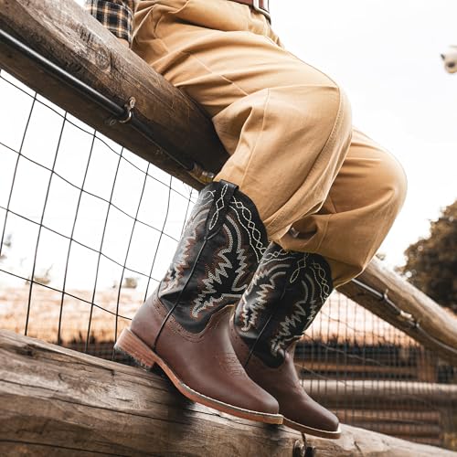 Kids Cowboy Boots for Boys Girls Western Riding Shoes Square Toe Wide Calf Hunting Walking Adventure Toddler Little Big Kid2