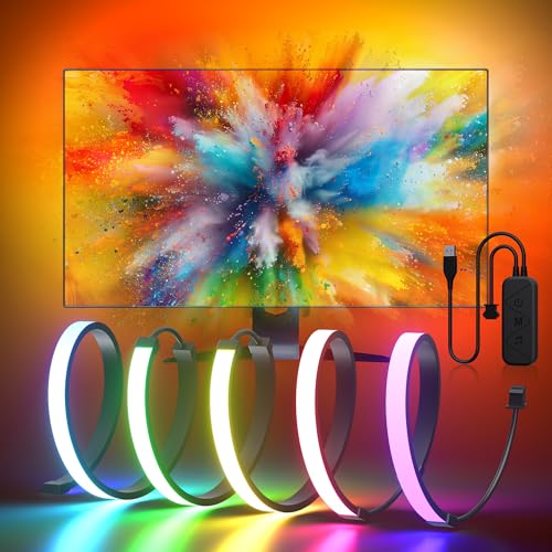 MIWATT Gaming Monitor Light, Backlight with Screen Color sync Effect for 27-32inch Computer Monitor, Compatible with Windows