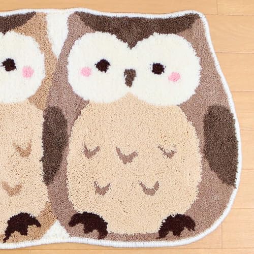 インテリアマット マルチマット フクロウ 約45cm×70cm 玄関マット ポリエステル100％ 室内 滑り止め加工 洗濯機で洗える 吸水性 玄関マット リビング 子ども部屋 バスマット [3]