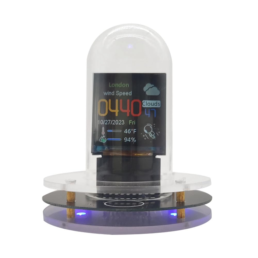 Kichi Transparent Rgb Nixie Tube Clock Smart Wifi Networked Led Light-Emitting Ips Color Screen Diy Analog Digital Tube Night Light Easy Install
