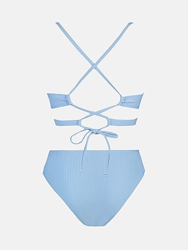 Miniatura 6 de CUPSHE Conjunto de bikini para mujer traje de baño de dos piezas parte superior triangular tiro medio espalda entrecruzada tirantes delgados