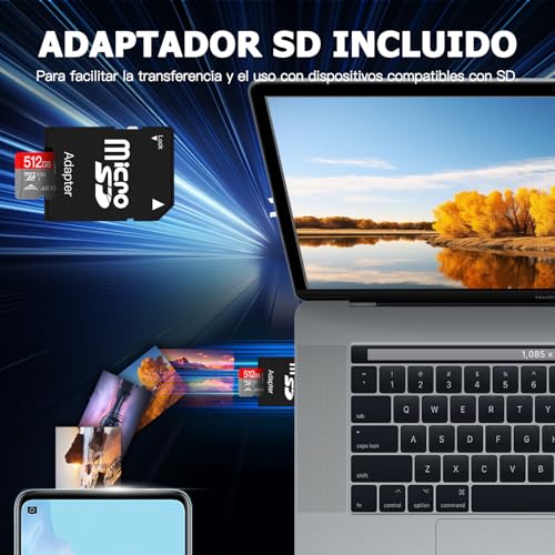 Aetheron Micro SD 512 GB - Velocidad Ultra, U3 Clase 10, Compatible con Smartphone, Cámara,
