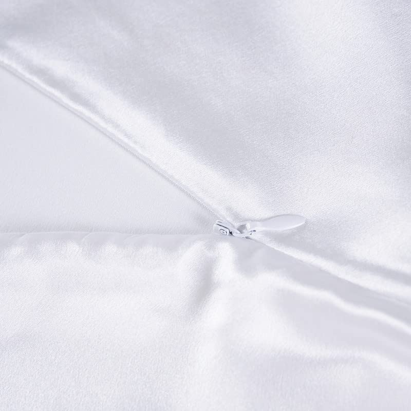 Townssilk Federa in seta naturale di gelso al 100% su entrambi i lati, con cerniera nascosta, 19 mm, dimensioni: 40 x 70 cm, per la salute di pelle e capelli, 600 fili, bianca