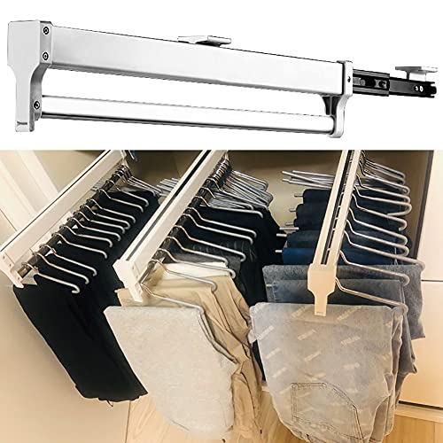 Tringle Coulissantes Penderie Organisateur Support De ​rangement Acier Portemanteau Coulissant Porte Pantalon Coulissant(size : 550mm/21.65inch),Argent,550mm