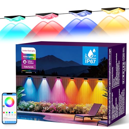 Implimage Outdoor Fence Lights, RGB+IC Smart Fence Lighting, 50FT LED Lights with App & Remote Control, 100 Scene Modes, IP67 Waterproof, Timer for Deck, Backyard, Wall, Holiday Decor