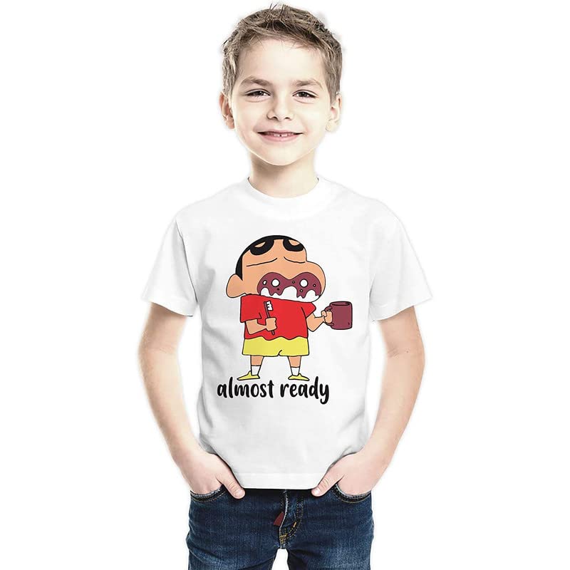 Image of Boys Shinchan Cartoon Printed T-Shirt Half Sleeve Round Neck