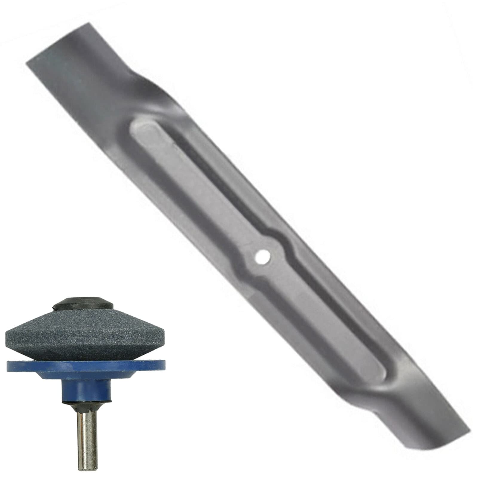 Spares2go 32Cm 12.59" Metal Blade Compatible With Flymo Chevron 32 Em032 Easimo Lawnmower + Drill Sharpener Attachment