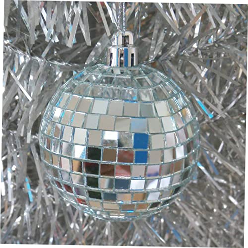 Uonlytech - 6 piezas de adornos colgantes reflectantes de espejo plateado para decoración de fiestas, bodas, eventos nocturnos y discotecas miniatura 7
