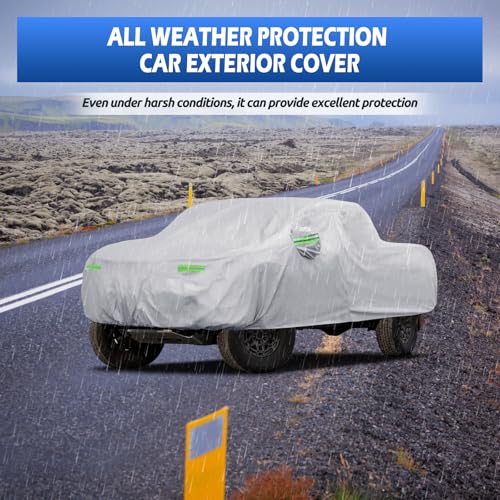 Image of Car Cover Custom Fit for Toyota Tacoma 2005-2026, Migaven Waterproof Full Exterior Cover Sun Rain Protection with Door Zipper and Cotton Lining