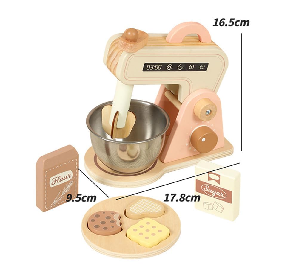 Set da Gioco per Cucinare con Mixer di Legno, Giocattolo di Ruolo per finzione in Cucina