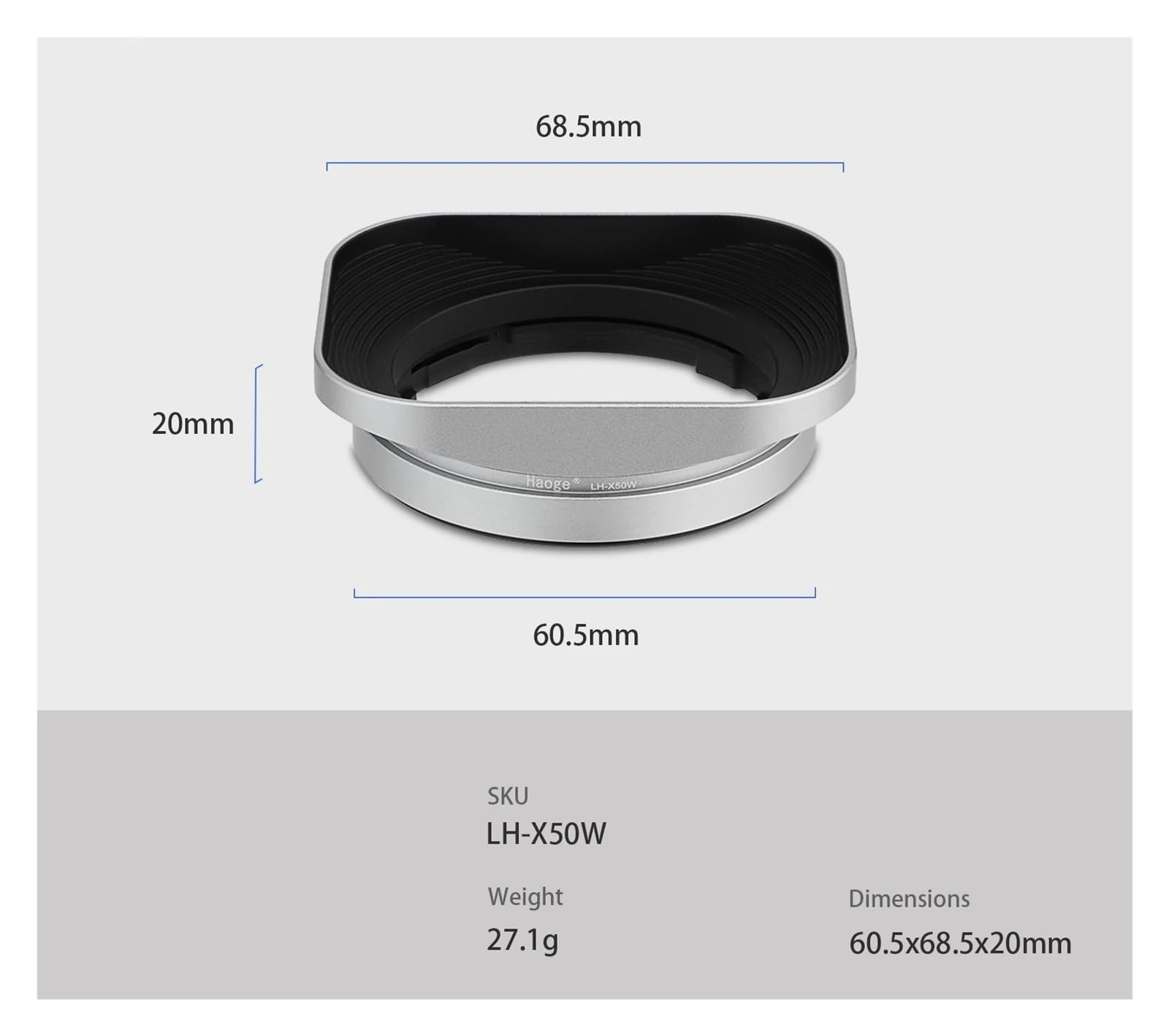 Pare-Soleil for Objectif XF 50 mm F2 R WR Argent LH-X50W, sur XPro3 X-T50 XT5 X-T4