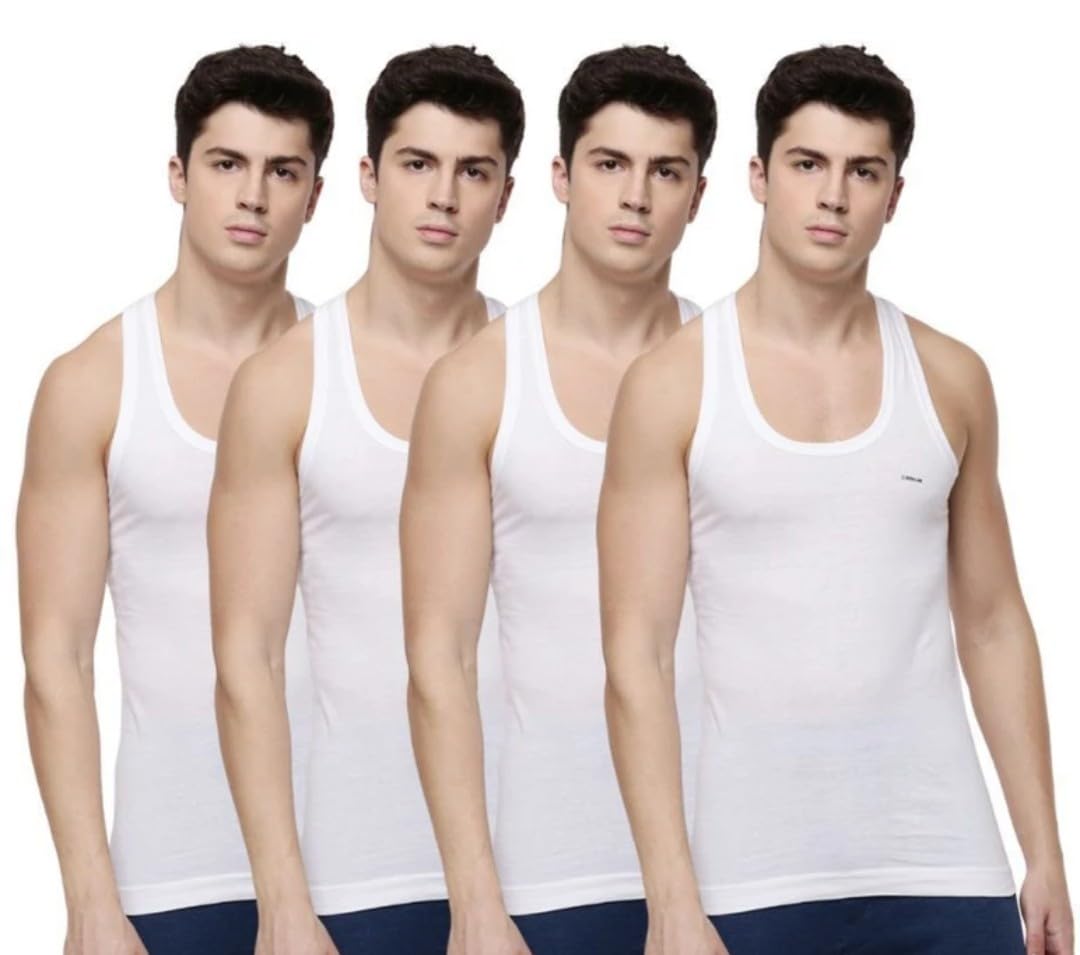 Men's 100% Super Combed Cotton Vest White-picture-34