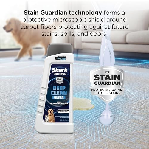 Image of Shark Deep Clean Ultra Formula with Stain Guardian for Shark Upright and Portable Carpet Cleaners, Formulated for Carpets, Upholstery & Area Rugs, Tackles Tough Pet Messes and Odors, 48oz, EXCMU48