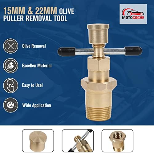 MOTOCOCHE 15mm & 22mm Olive Puller Removal Tool, Solid Brass Copper Pipe Compression Fittings for Removing Olives from Pipes