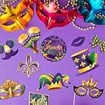 Masquerade Party Photo Booth Props,16Pcs Masquerade Mask Carnival Masquerade Photo Booth for Birthday Wedding Party, Masquerade Decorations - Image 4