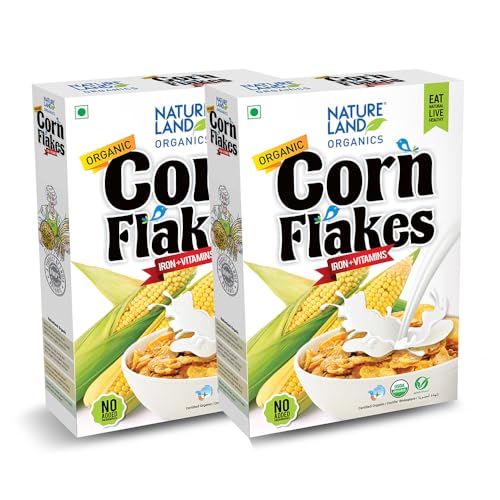 Image of Natureland Organics Corn Flakes Pouch 200 Gm (2 x 200 gm) - Organic Healthy Flakes