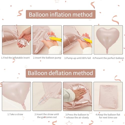 Image of Baby Pink Heart Balloon, 10PCS Pink Foil Heart Balloons, 18inch Pastel Pink Heart Shape Balloons Helium Birthday Party Decorations for Girls Brithday Party, Baby Shower, Valentines Day, Princess Party
