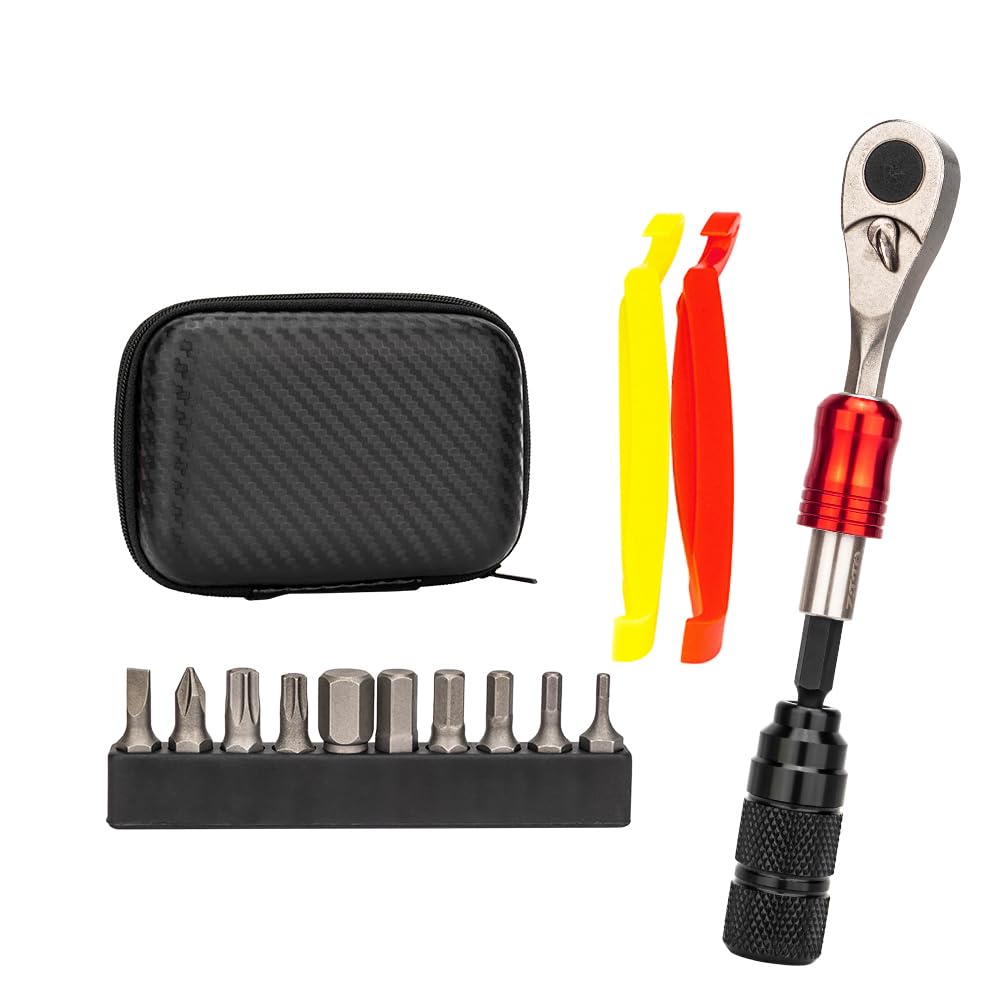 ZTTO Bicycle Multifunctional Mini Ratchet Wrench, Bike Tire Lever, Portable Tool 6mm Sockets Head Repair Bike Tire Tools Allen Key T25 Screwdriver (G2314 ratchat wrench)