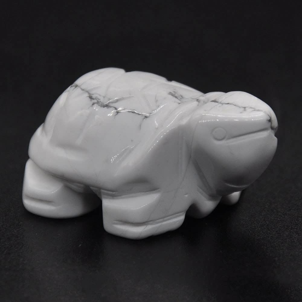 Tortue statue cristal naturel en howlite, cadeau idéal de lithothérapie et décoration