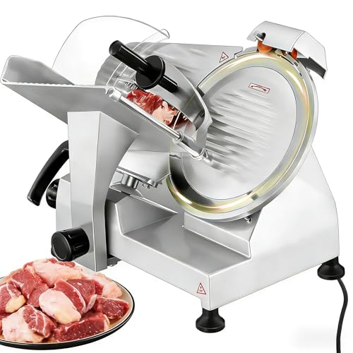 Profi Elektrischer Aufschnittautomat 240W – Lebensmittelschneider mit 25 cm Kohlenstoffstahlklinge, verstellbarer Schnittstärke 0-12mm für Fleisch, Käse & Brot