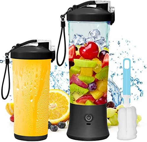 20 Oz Portable Blender USB Rechargeable, Supkitdin Waterproof Personal Blender for Shakes and Smoothies, with 6 Ultra-sharp Blades for Travel, Office & Sports (Black)