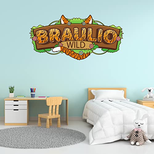 Vinilo Decorativo Pared con Nombres Personalizados para Decoración de Habitación de Niño Bebe con Texto - Vinilo Infantil Selva Animales