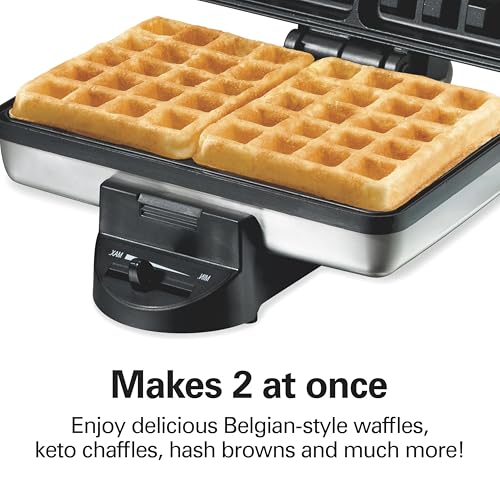 Hamilton-Beach-Belgian-Mini-Waffle-Maker-with-Shade-Control-Makes-2-at-Once-Create-Personalized-Keto-Chaffles-and-Hash-Browns-Non-Stick-Plates-Compact-Design-Stainless-Steel Hamilton Beach Belgian Mini Waffle Maker with Shade Control Makes 2 at Once Create Personalized Keto Chaffles and Hash Browns Non Stick Plates Compact Design Stainless Steel