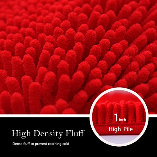 AINAHYVA Bathroom Rugs Chenille Bath mat 2 Piece Set, Super Absorbent, Strong PVC Non Slip Backing, Bath mats for Bathroom, Plush Shaggy, Thick, Machine Washable, Bathtub, Toilet.(Red)