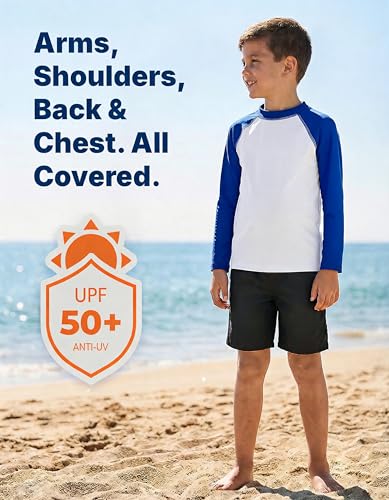 Image of City Threads Rash Guard for Boys SPF 50+ Made in USA, Long Sleeve Swim Shirt with Sun Protection, Toddler, and Youth Sizes