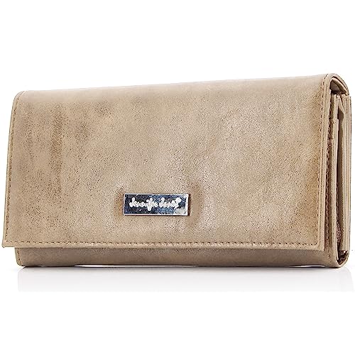 ekavale Damen Portemonnaie mit vielen Kartenfächer, Geldbörse aus Kunstleder, Geldbeutel für Frauen (Beige)