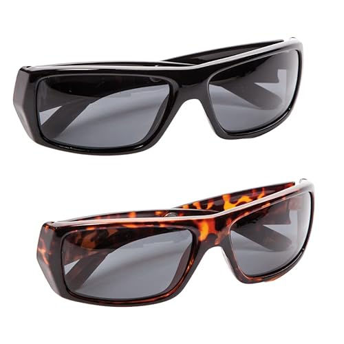 2 gafas de sol polarizadas Polarizadas POLARYTE HD, Alta definición FHD, Elegantes gafas de sol con protección UV, Antiarañazos e imán, 1 negro + 1 carey